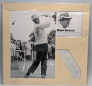 Sam Snead mounted magazine cutting with signature, ready to frame - size 32cm x 33cm - slight crease