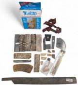 Golf Club Making Accessories - a collection of Rams Horn, wooden plugs for the ram's horn, drill