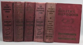 The Golfers Handbook 1955-1959 a run of books - illustrated with photographs and advertisements, red
