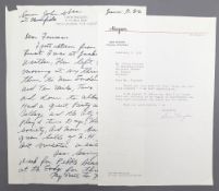 Gene Sarazes signed handwritten letter 1982 with a 1991 typed Ben Hogan reply letter