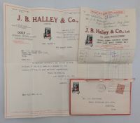 1932 J G Hutcheson Royal Porthcawl Golf Club Bill Letterhead from J B Halley & Co - Golf Goods