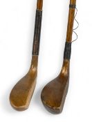 2x Robert Forgan St Andrews putters - a scared neck late longnose in golden persimmon stamped with