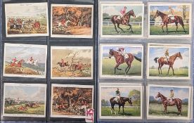 2x Horseracing Hunting Cigarette Cards Sets: W D & H O Wills Racehorse and Jockeys 1938, and hunting