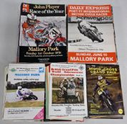 Quantity of Motorcycle Racing Programmes from 1970s to 1980s featuring Races at Mallory Park, Oulton