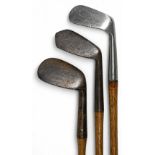 2x James Braid autograph L model irons a mashie niblick with a very pointed toe and a mashie for