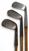 2x James Braid autograph L model irons a mashie niblick with a very pointed toe and a mashie for
