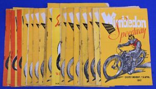 Wimbledon speedway programmes from the forties to include 1947 x7 1848 x12 1949 x6 (25) Fair