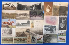 Horseracing Postcards and Cigarette Cards: to include Real Photo Cards of Grand National ditches,