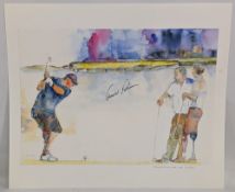 Arnold Palmer Signed Golf Prints, by artist W Knowles - 'Sawgrass' artist proof - size #51cm 60cm.