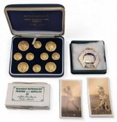 1890-1990 Golf Weekly Illustrated set of Gilded Buttons, with a reproduction set of John Brindley