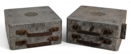 Period Bronty Golf Club Casting Moulds, a LH No.10 putter and Bronty driving iron, heavy - from an