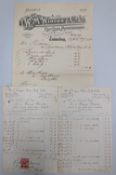 1912-1913 English Golf Club Ball Maker Suppliers Invoices, two Cinque Ports Golf Club, Deal Kent