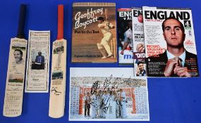 Signed cricket memorabilia to include a mini bat signed by Sir Garfield Sobers with COA, a mini