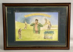Sandy Lyle 1988 Open Champion Golf Watercolour painted by Frank Paddock (a Shropshire artist),