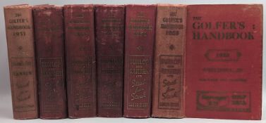 The Golfers Handbook 1951-1955 a run of books with a duplicate of 1954 - illustrated with