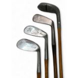 4x Assorted golf clubs to inc 2x rustless irons both L model a Mashie niblick for ER Whitcombe and a