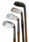 4x Assorted golf clubs to inc 2x rustless irons both L model a Mashie niblick for ER Whitcombe and a