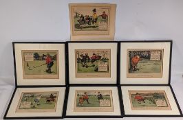 6x Period framed Chas Charles Crombie The Rules of Golf - all in black frames - size #32cm x