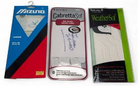 3x Signed Golf Gloves - signed by Sandy Lyle, Ben Crenshaw, Lee Westwood - ready to display