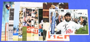 Overseas Cricket player hand signed photographs to include Sachin Tendulkar Kapil Dev Brian Lara