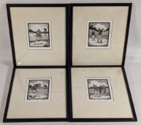 Mark Spain limited edition Golf Prints, a set of 4 black and white limited edition prints - signed