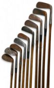 10x Assorted Golf irons some in need of restoration incl 3x Tom Stewart, J H Taylor niblick,