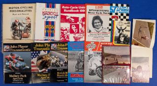 Motorbike Racing Memorabilia. To include autographed programmes 1977 John Player Trophy Barry