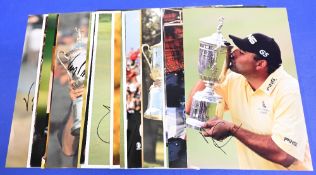 21x hand signed Golf player photographs from the US Open and US PGA including Justin Rose Ernie