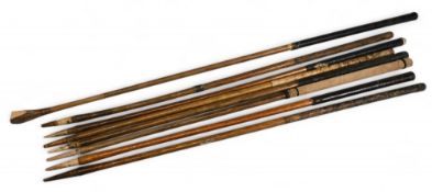7x Original pulled Iron Hickory shafts t/w 1x wood shaft of various lengths - ready to fit into your
