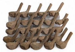 Golf Club Makers 25 laminated persimmon heads, assorted sizes some started