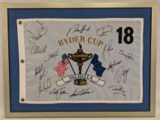 2008 Ryder Cup Valhalla European Team multi signed 18th Pin Flag - with autographs of Ian Poulter,