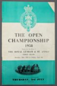 1958 Official Open Golf Championship programme - played at Royal Lytham & St Annes on Thursday 3rd