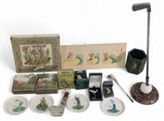 Golf Collectable, a good golf enamel fire poker with golf ball shaped rest, golf plate mats and