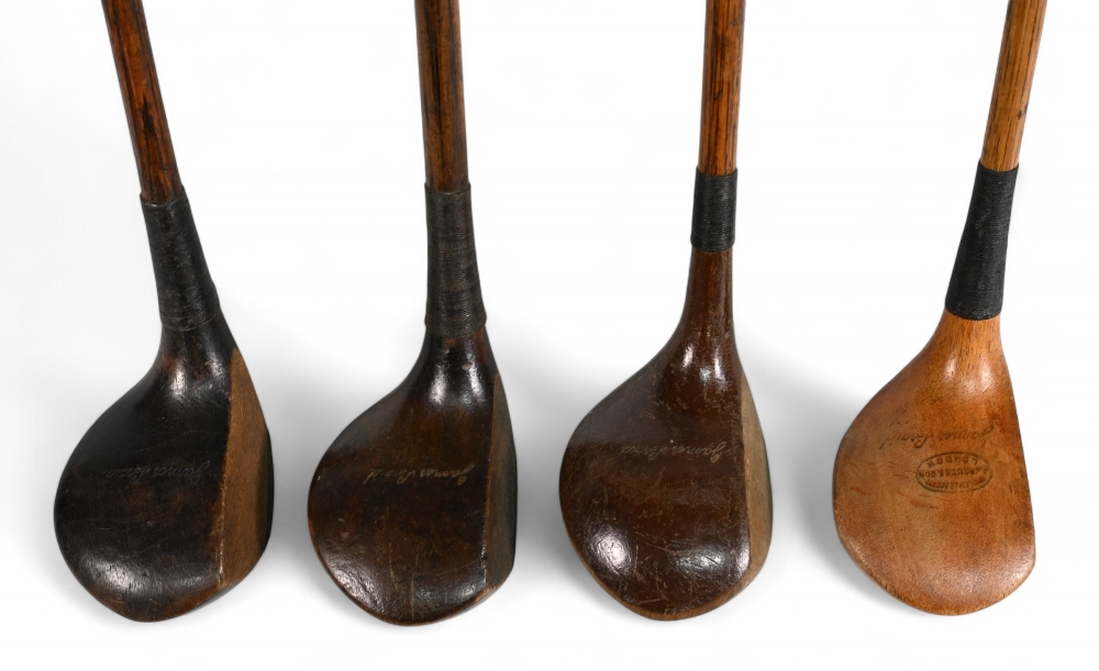 4x James Braid autograph socket neck woods incl 2x drivers one light stained and dark stained - Image 2 of 3