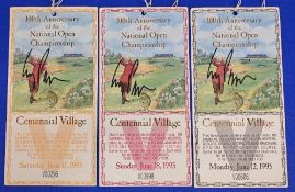 3x 100th Anniversary of the 1995 US Open Championship tickets all signed by Corey Pavin