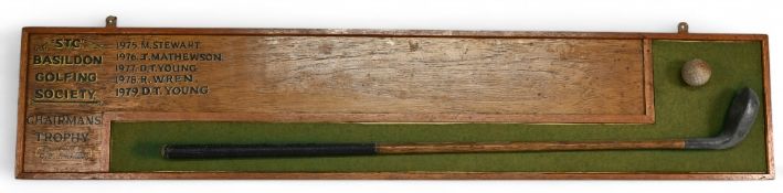 Basildon Golfing Society Presentation 'Chairman's Trophy' Golf Club and Ball Display featuring a