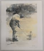 Arnold Palmer signed Golf Prints, by artist W Knowles - 'Impact' limited no 1 of 5 - size #51cm