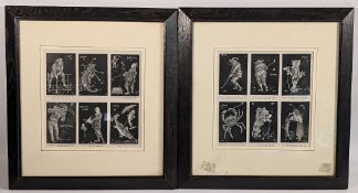 Pair of period Golfing Zodiac Prints, taken from a golfing magazine c1910, well framed and mounted -