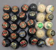 Vintage Dunlop 65 Wrapped Golf Balls, a mixture with examples of Slazenger, Status, MacGregor, all