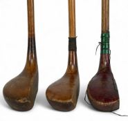 3x Socket neck wooden mallet head putters 2x Maxmo by Forgan St Andrews, t/w a patent putter with