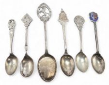 6x Silver and enamel Golfing Spoons to include Romford, West Kent Golf Club