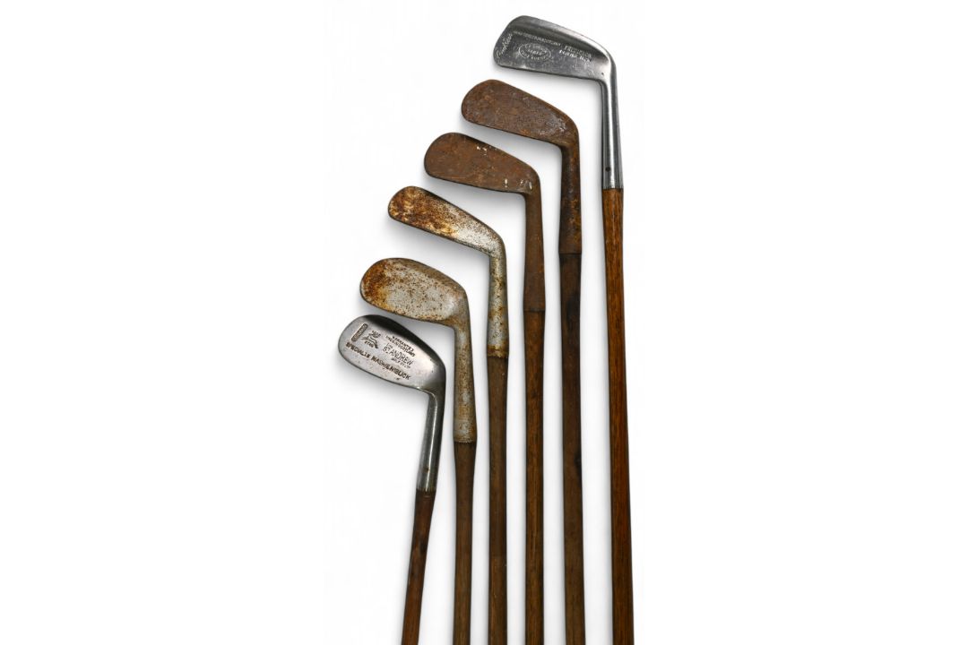 6x Assorted Golf irons 2x rustless models a flanged sole driving iron for SF Doornan Banff, and a St - Image 1 of 3