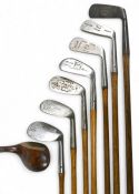 8x Assorted Golf clubs to incl deep faced driver stamped Fairway Special, 6x good rustless irons