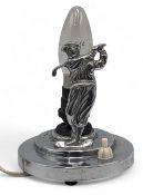 Period Continental Golf Figure chrome Lamp, untested electrics with a two-pin plug, displays well