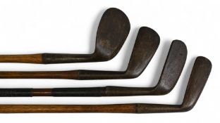 4x Assorted Golf irons a Spalding concentric back mid iron, Thistle cleek mark jigger, Pitcher