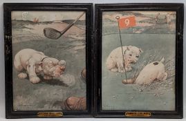 2x period Bonzo G E Studdy Prints, William Tell Junr, and Rabbits I believe - 22cm x 28cm