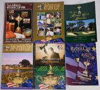 Golf Ryder Cup programmes to include 1981 1999 x2 2002, 2004 with guide 2006 (6). Good condition