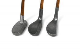 3x Alloy putters incl American Schenectady centre shaft model with cracked hosel, and 2x Mills