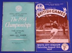 Two Athletics programmes from 1954 - the AAA Championships and the British Games meeting both held