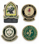 4x The Memorial GCO & Heritage Golf Tournament blazer badges, patch with silver thread with COA from